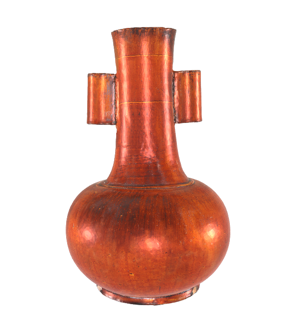 红釉贯耳瓶
